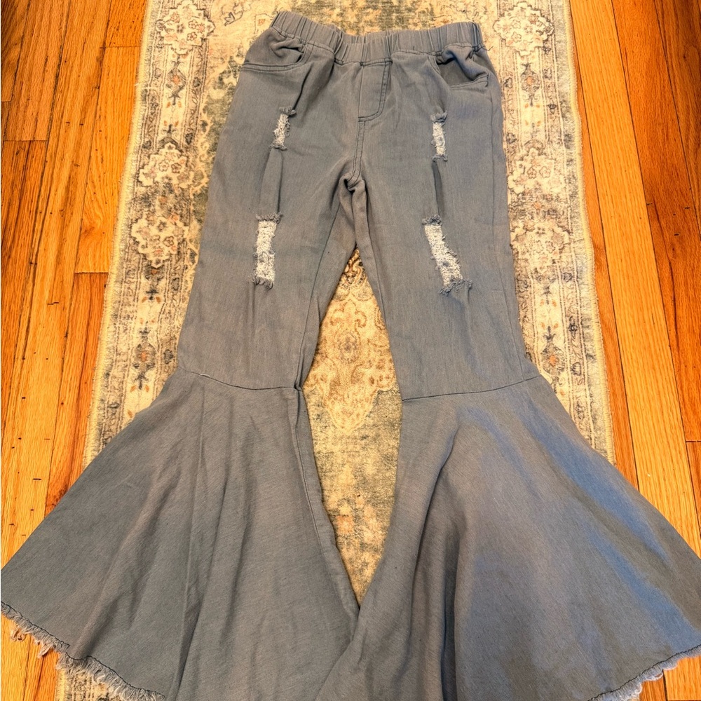 Kids Gray Flared Casual Pants